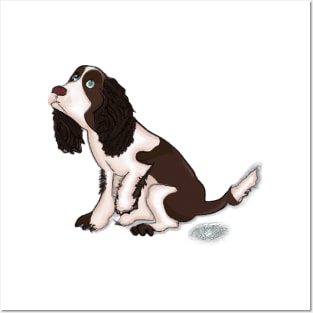 Cute English Springer Spaniel Drawing Posters and Art